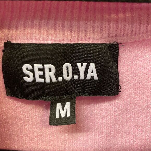 SER.O.YA Carley Cardigan Ballet Pink knit sweater top oversized Revolve NWT M - Picture 9 of 11